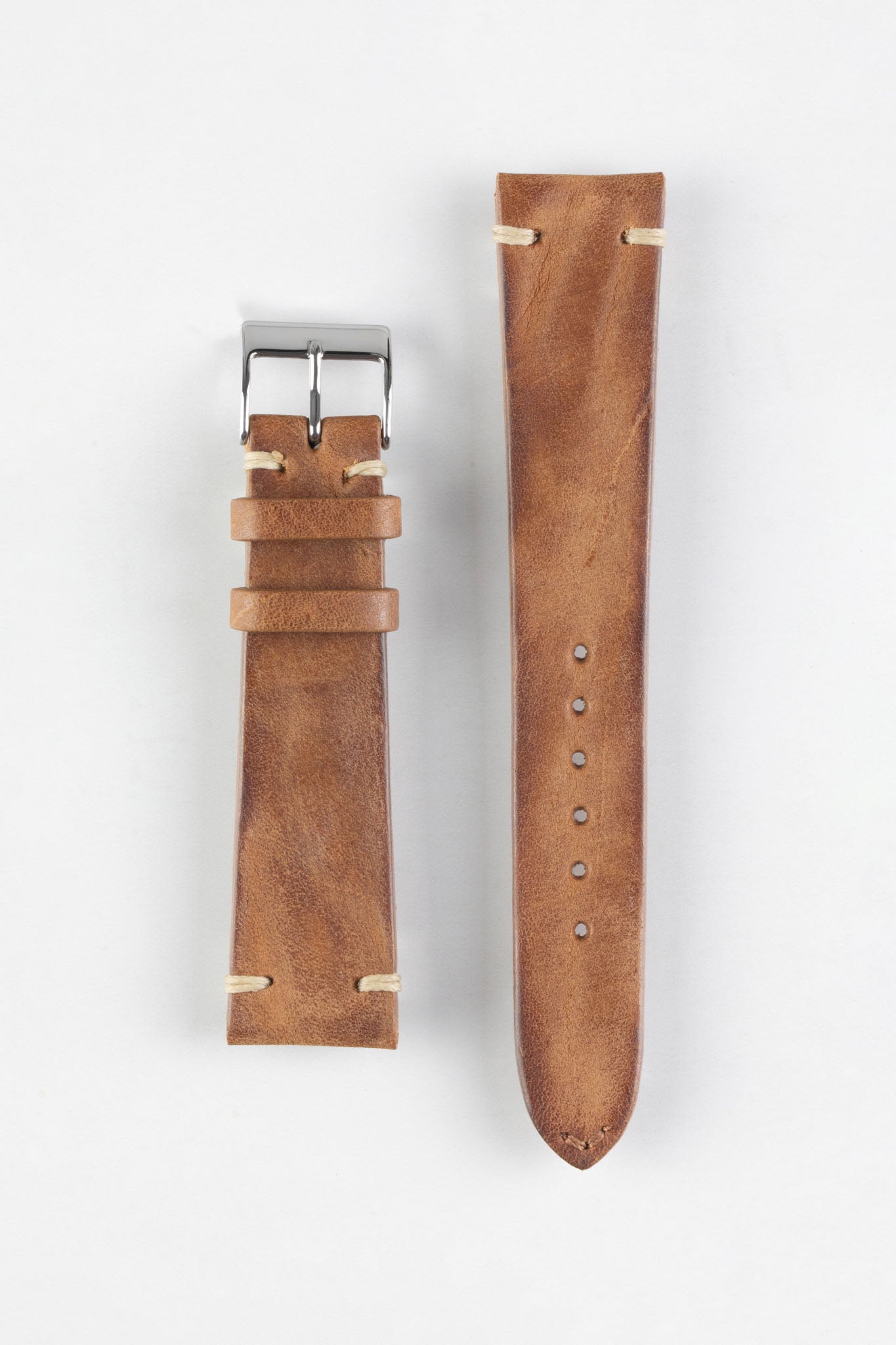 JPM Italian Vintage Leather Watch Strap in MID BROWN WatchObsession Watch Obsession