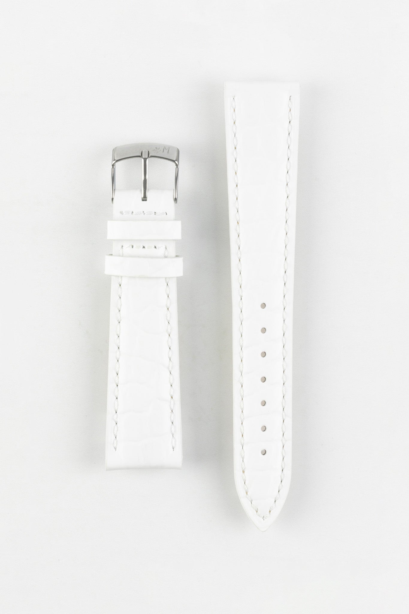 Morellato LIVERPOOL Crocodile-Embossed Calfskin Watch Strap in WHITE