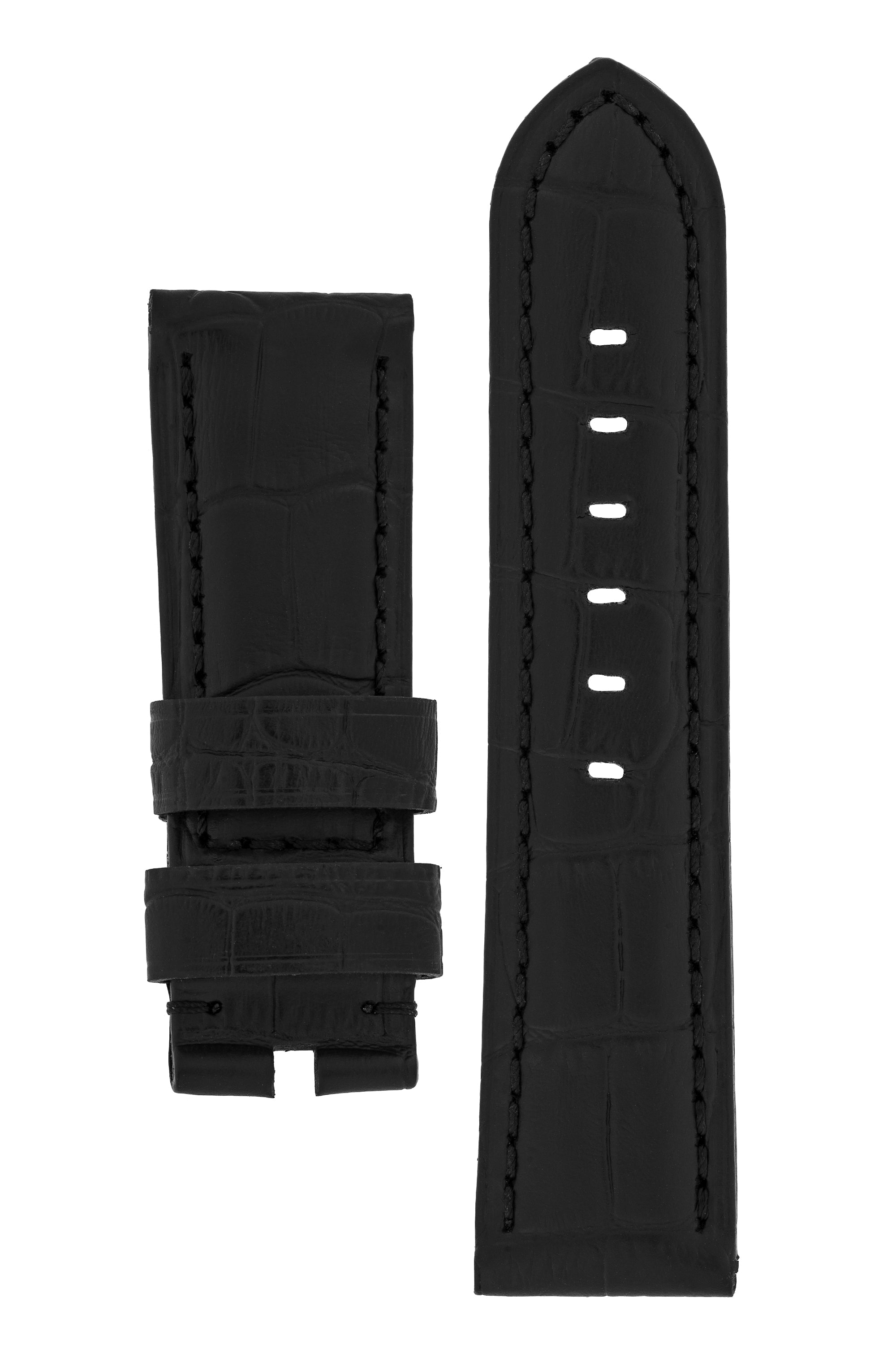 Panerai Style Alligator Watch Strap in BLACK BLACK