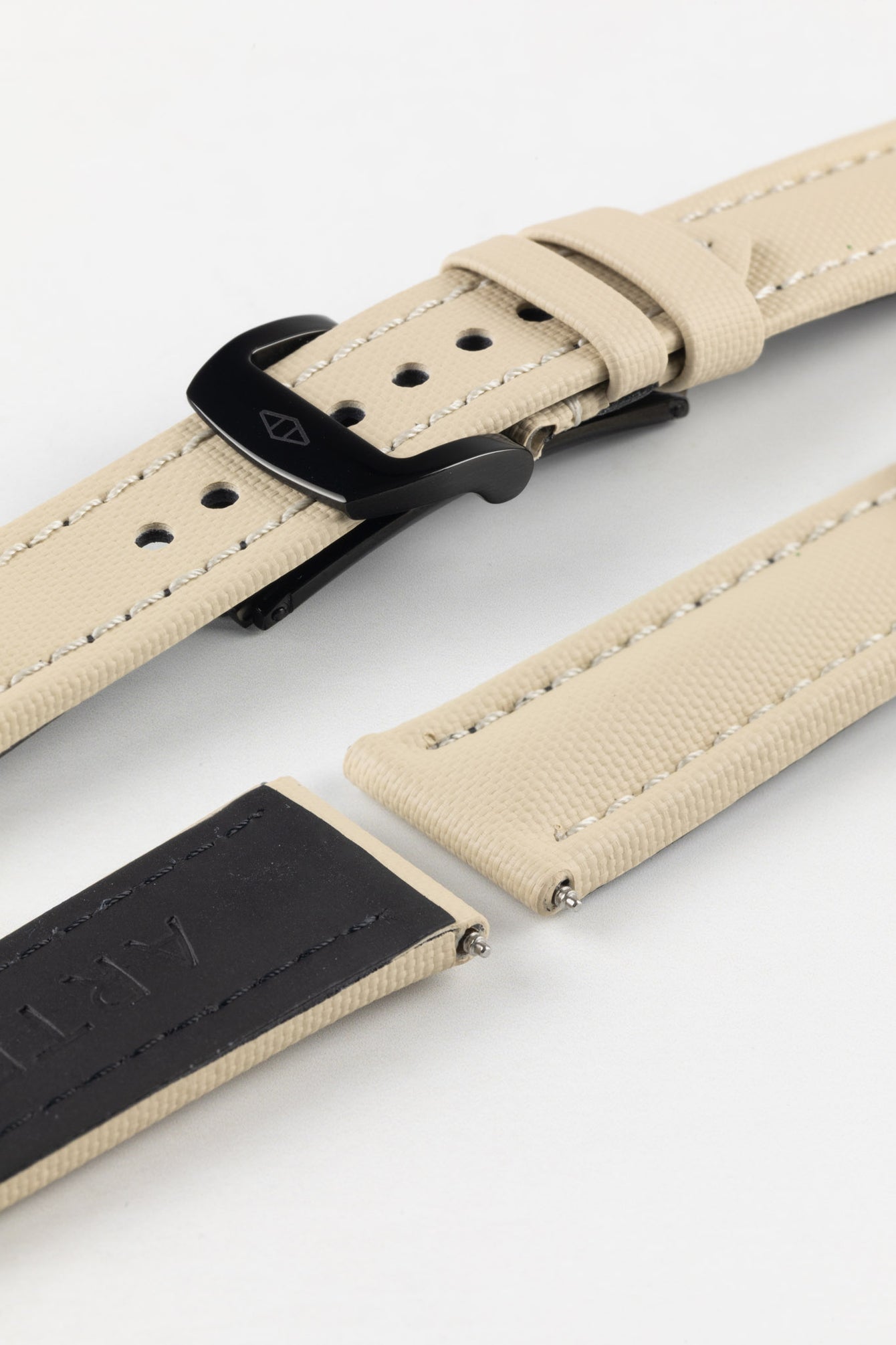 Artem Straps Classic Beige Sailcloth Watch Strap with Beige Stitching