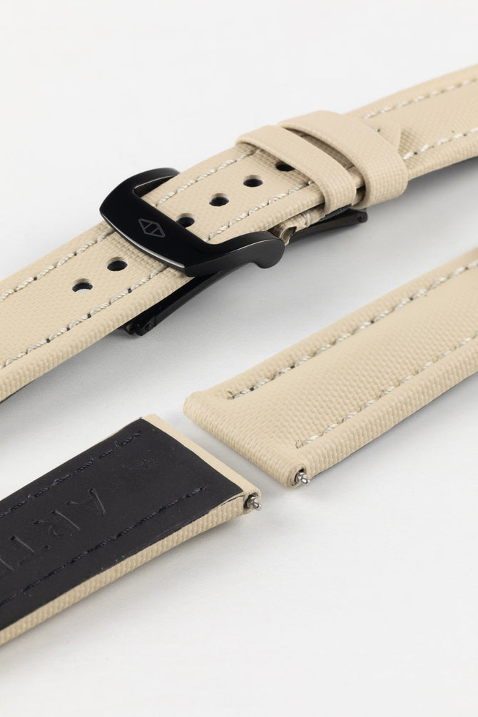 Artem Straps Classic Beige Sailcloth Watch Strap with Beige Stitching