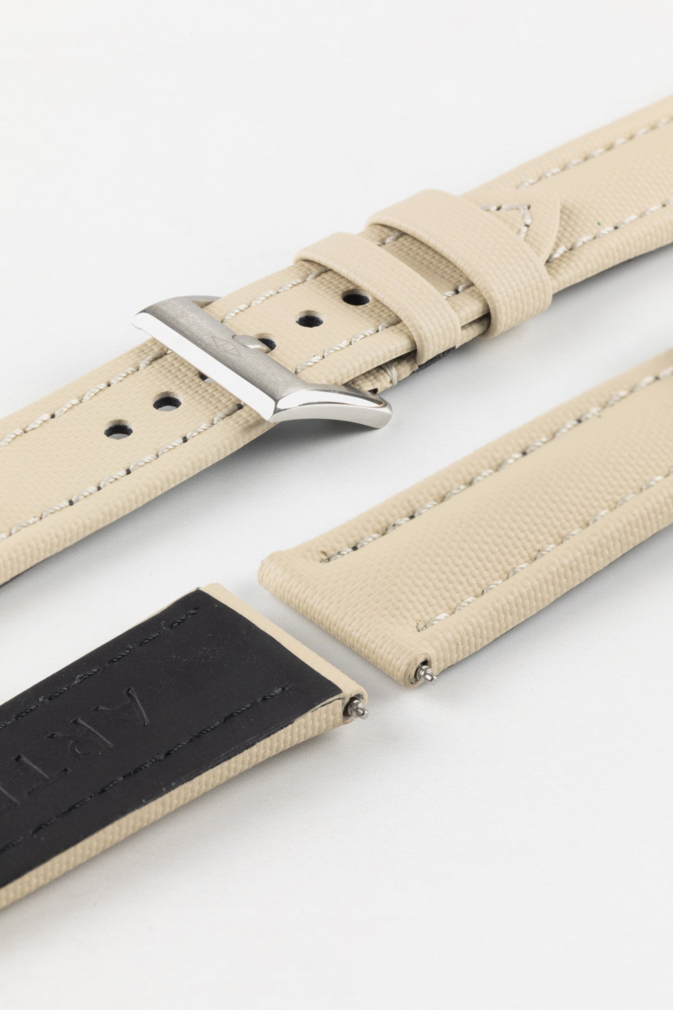 Artem Straps Classic Beige Sailcloth Watch Strap with Beige Stitching