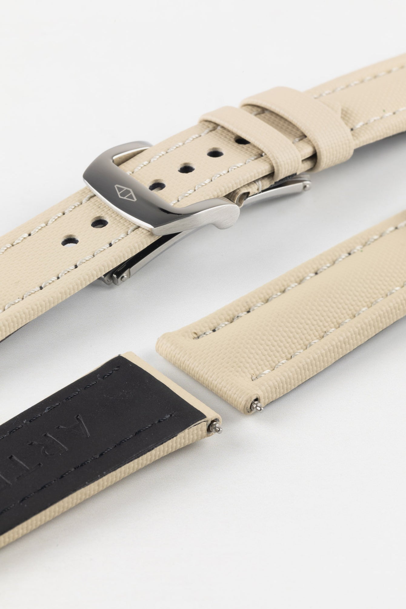 Artem Straps Classic Beige Sailcloth Watch Strap with Beige Stitching