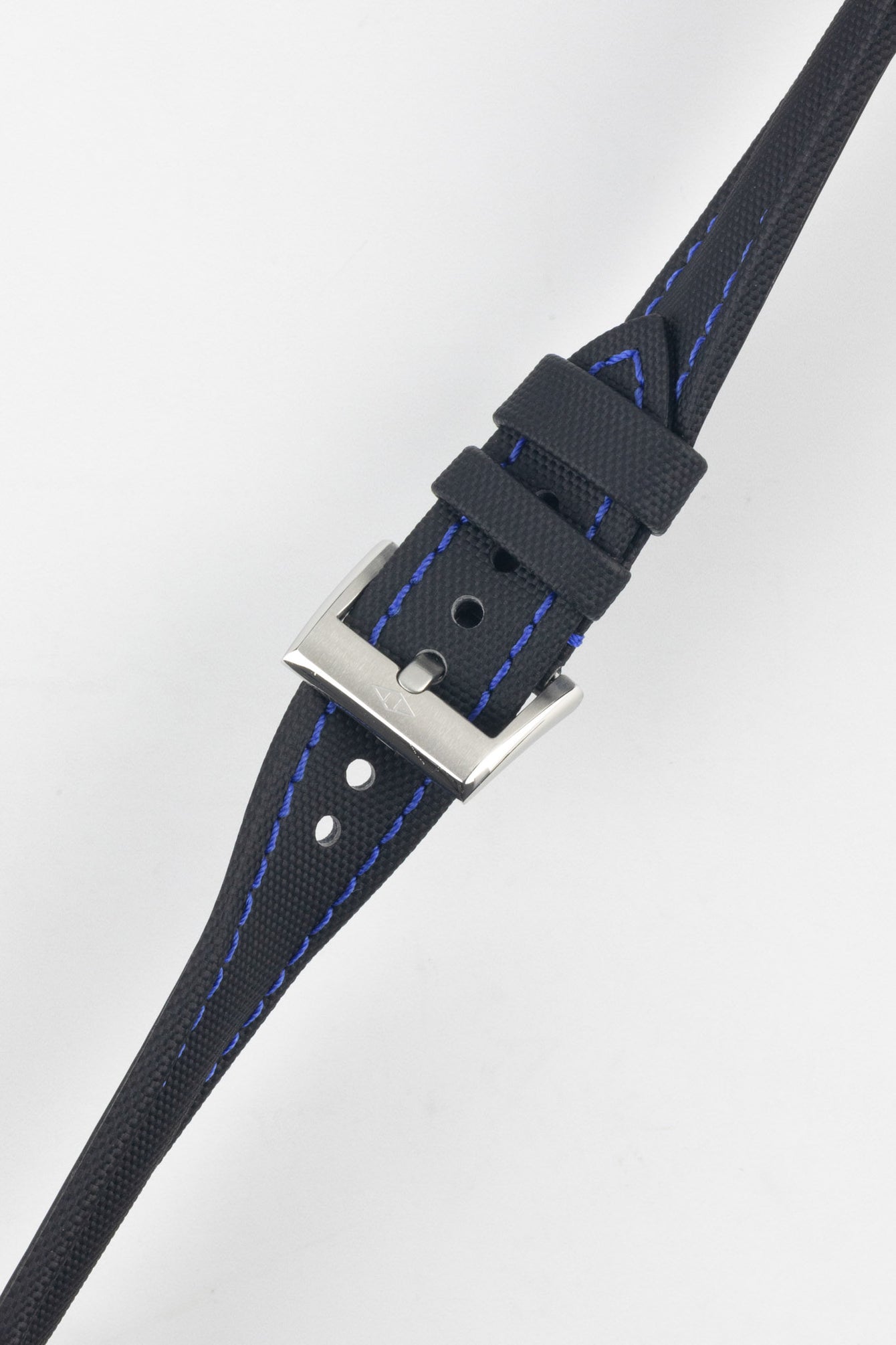 Artem Straps Classic Black Sailcloth Watch Strap with Blue Stitching