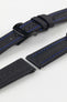 Artem Straps Classic Black Sailcloth Watch Strap with Blue Stitching