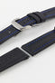 Artem Straps Classic Black Sailcloth Watch Strap with Blue Stitching