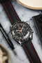 Artem Straps Classic Black Sailcloth Watch Strap with Red Stitching