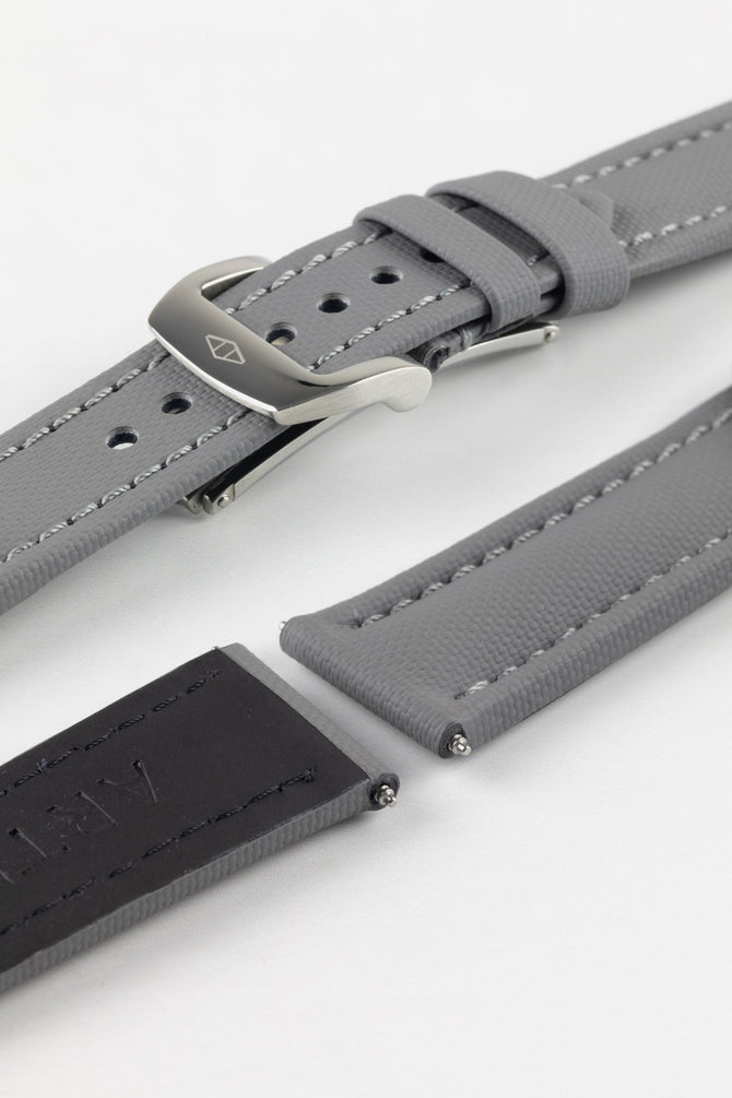 Artem Straps Classic Grey Sailcloth Watch Strap with Grey Stitching