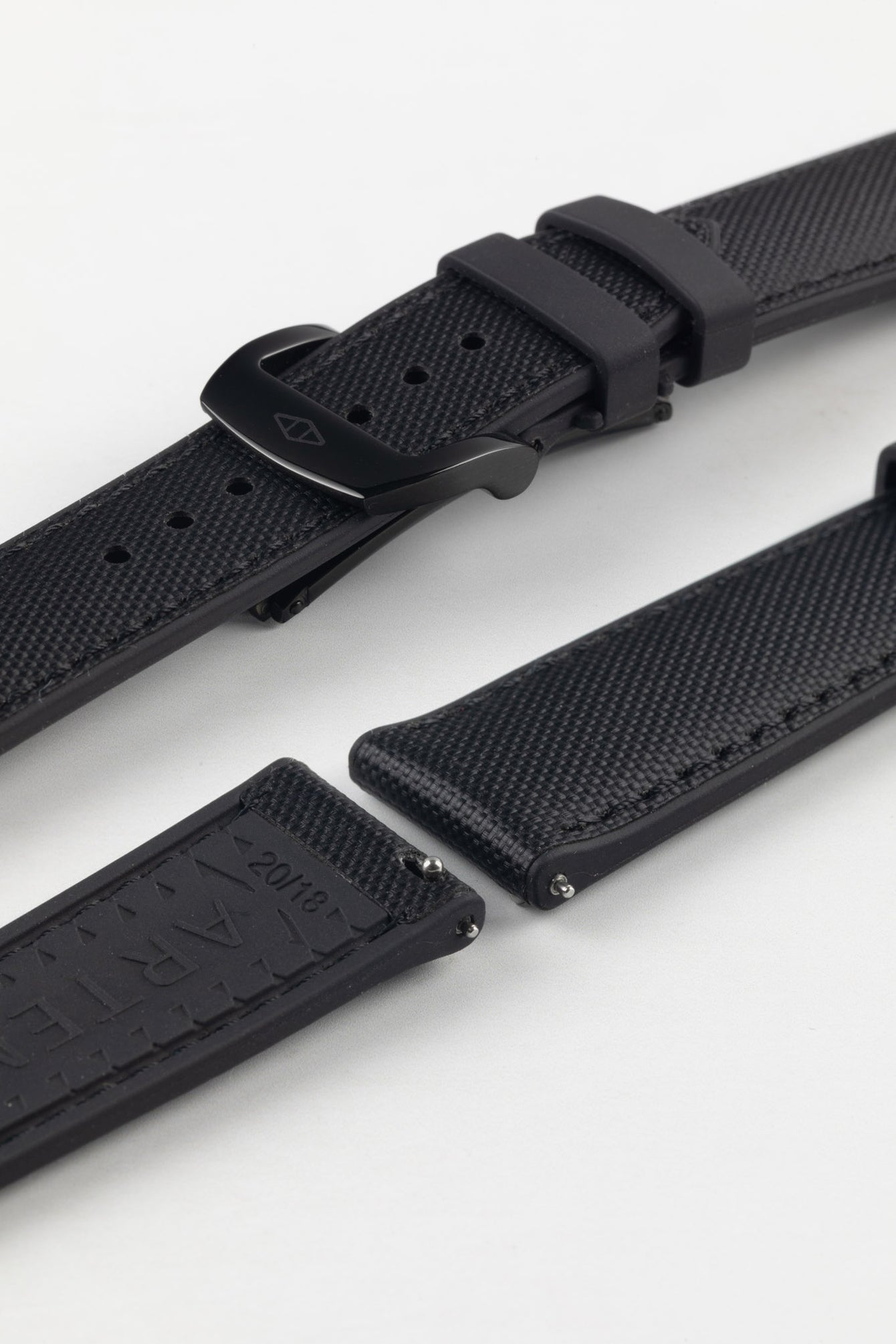 Artem Straps HydroFlex™ Black Hybrid FKM Rubber Watch Strap with Black Stitching