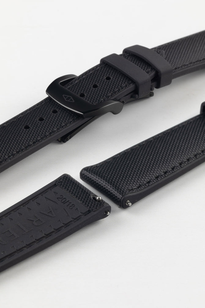 Artem Straps HydroFlex Black Hybrid FKM Rubber Watch Strap with Black Stitching