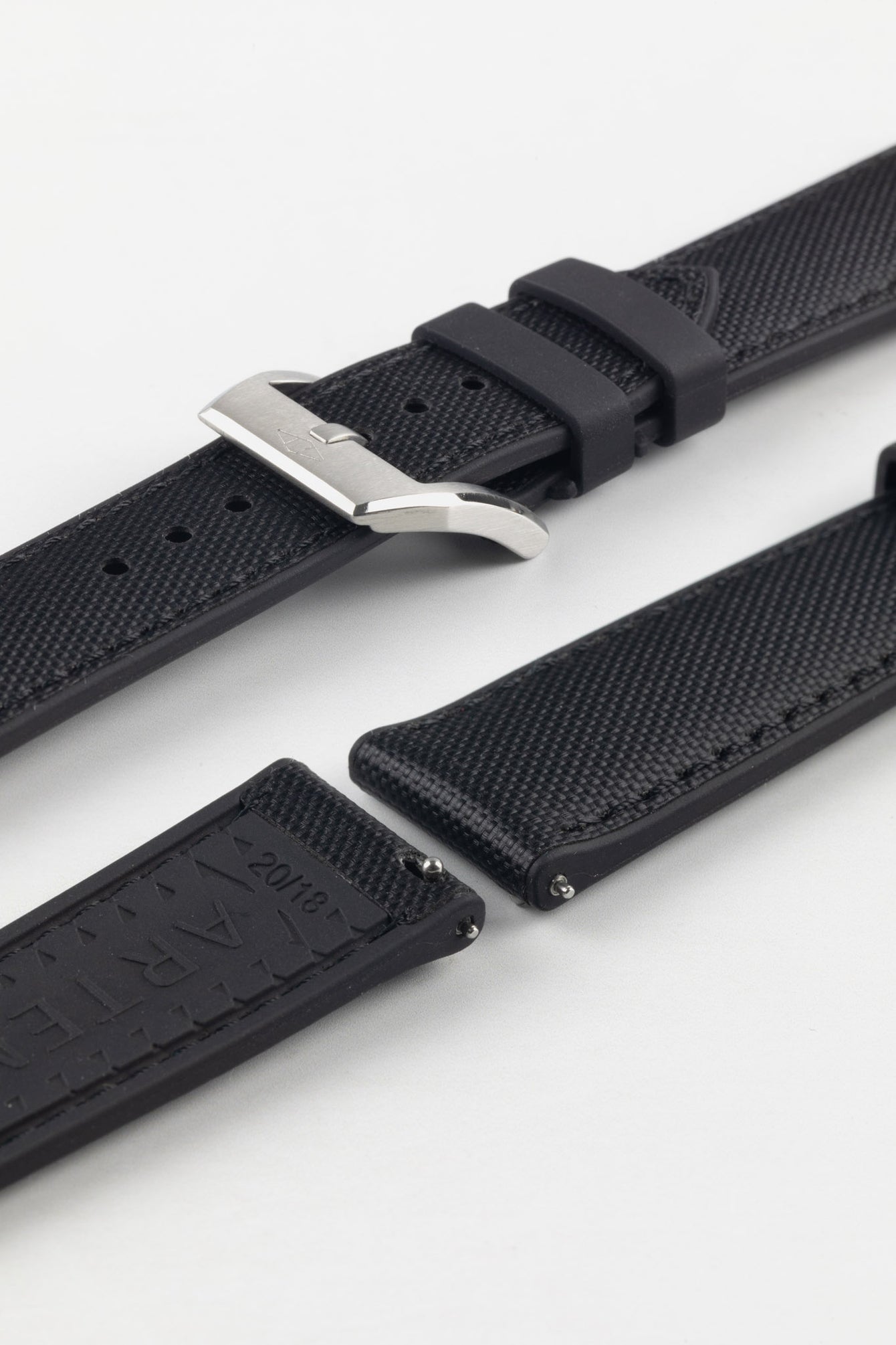 Artem Straps HydroFlex™ Black Hybrid FKM Rubber Watch Strap with Black Stitching