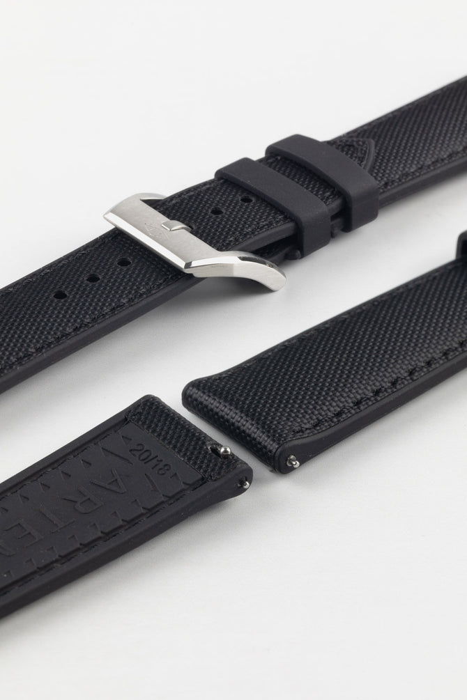 Artem Straps HydroFlex Black Hybrid FKM Rubber Watch Strap with Black Stitching