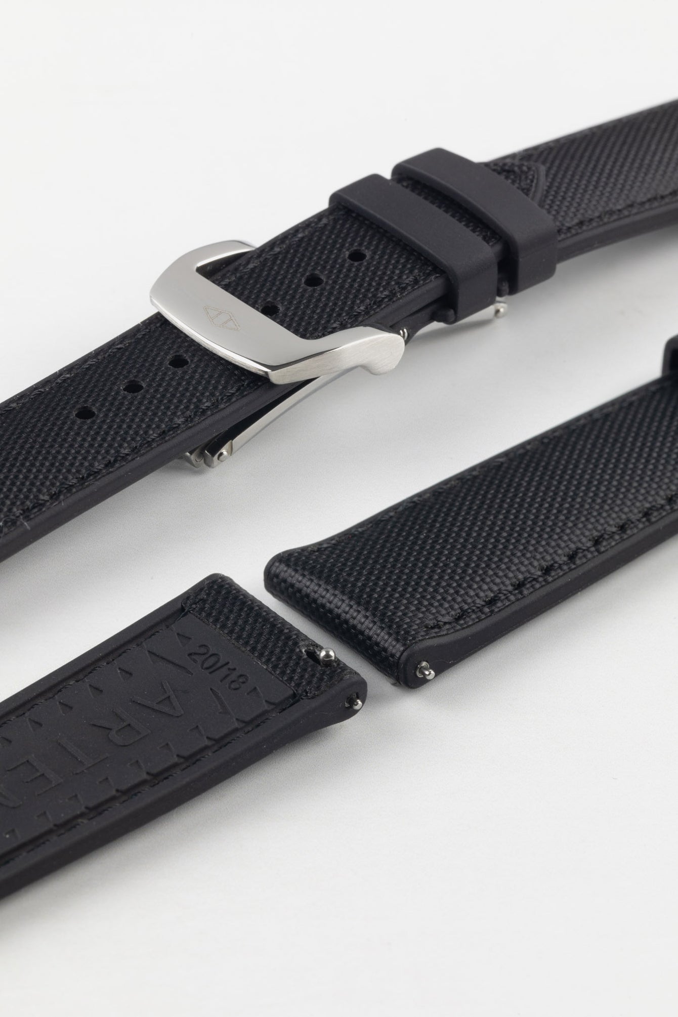 Artem Straps HydroFlex™ Black Hybrid FKM Rubber Watch Strap with Black Stitching