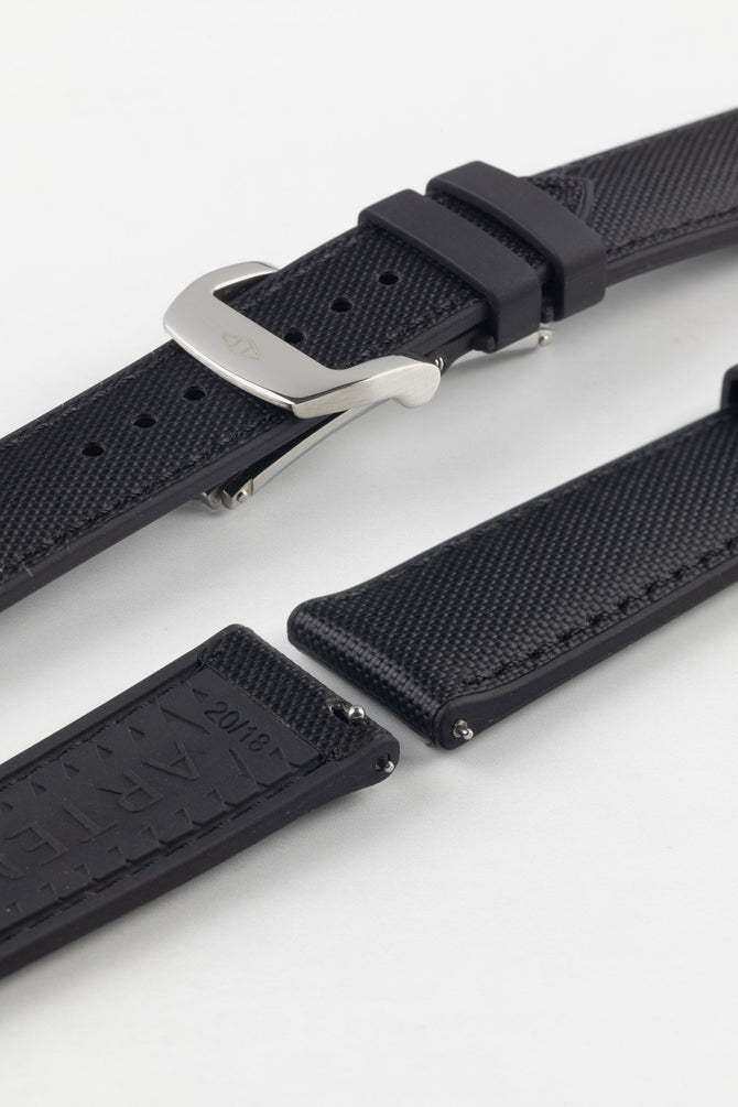 Artem Straps HydroFlex Black Hybrid FKM Rubber Watch Strap with Black Stitching