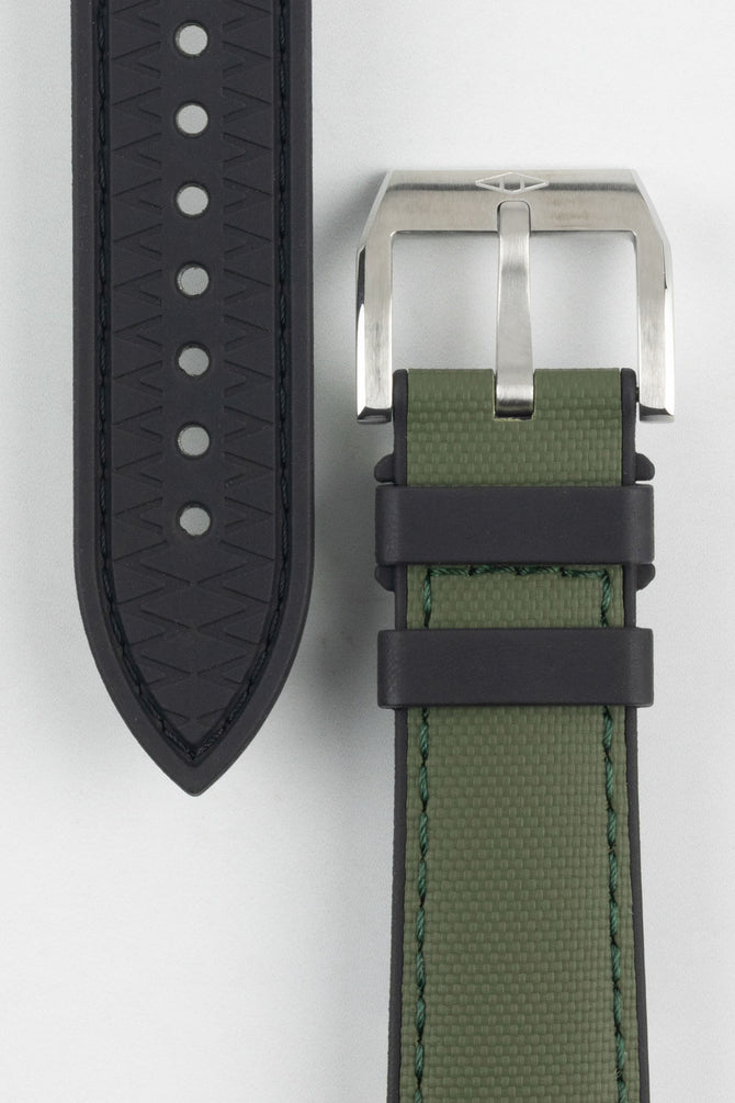 Artem Straps HydroFlex Khaki Hybrid FKM Rubber Watch Strap with Khaki Stitching