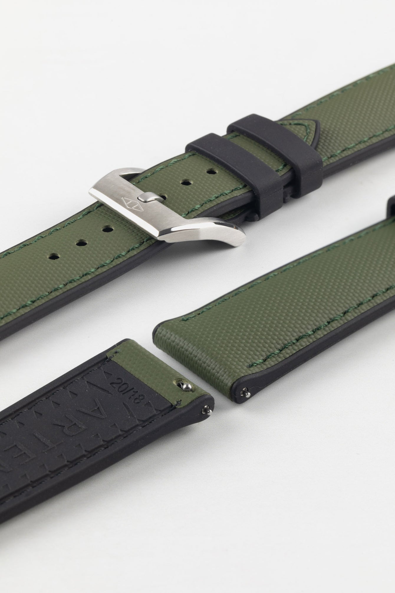 Artem Straps HydroFlex™ Khaki Hybrid FKM Rubber Watch Strap with Khaki Stitching