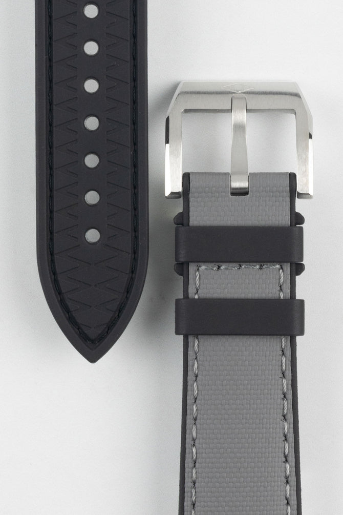 Artem Straps HydroFlex Grey Hybrid FKM Rubber Watch Strap with Grey Stitching