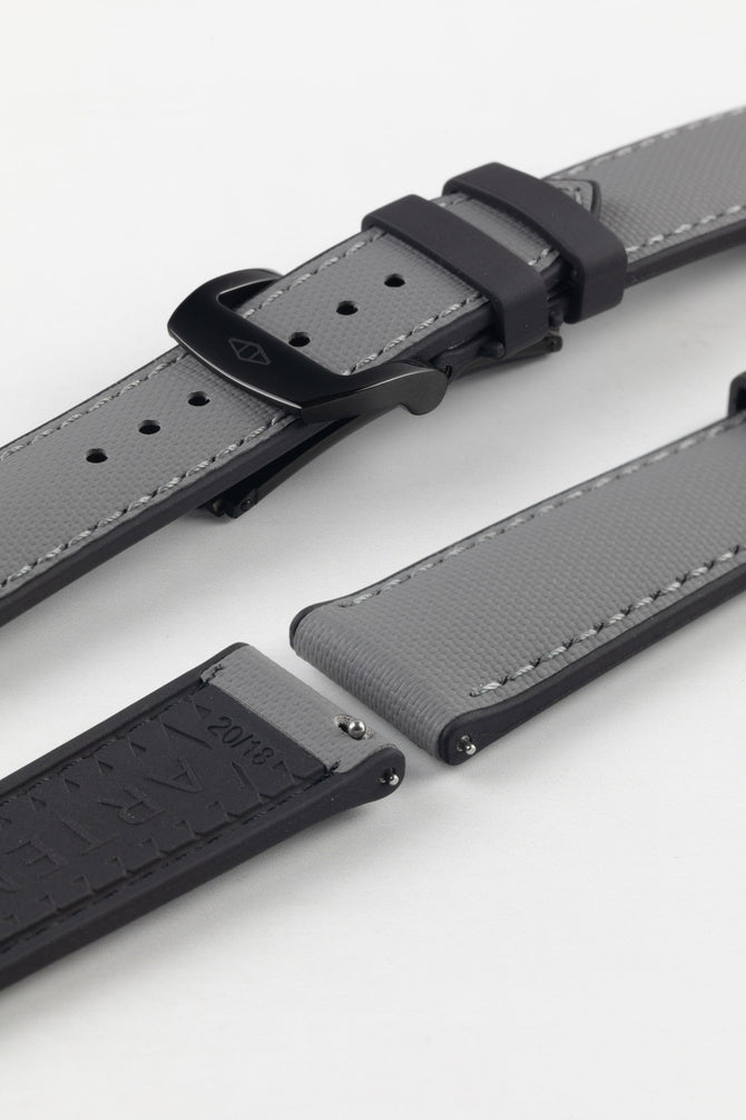 Artem Straps HydroFlex Grey Hybrid FKM Rubber Watch Strap with Grey Stitching