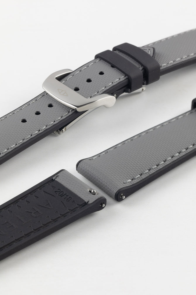 Artem Straps HydroFlex Grey Hybrid FKM Rubber Watch Strap with Grey Stitching