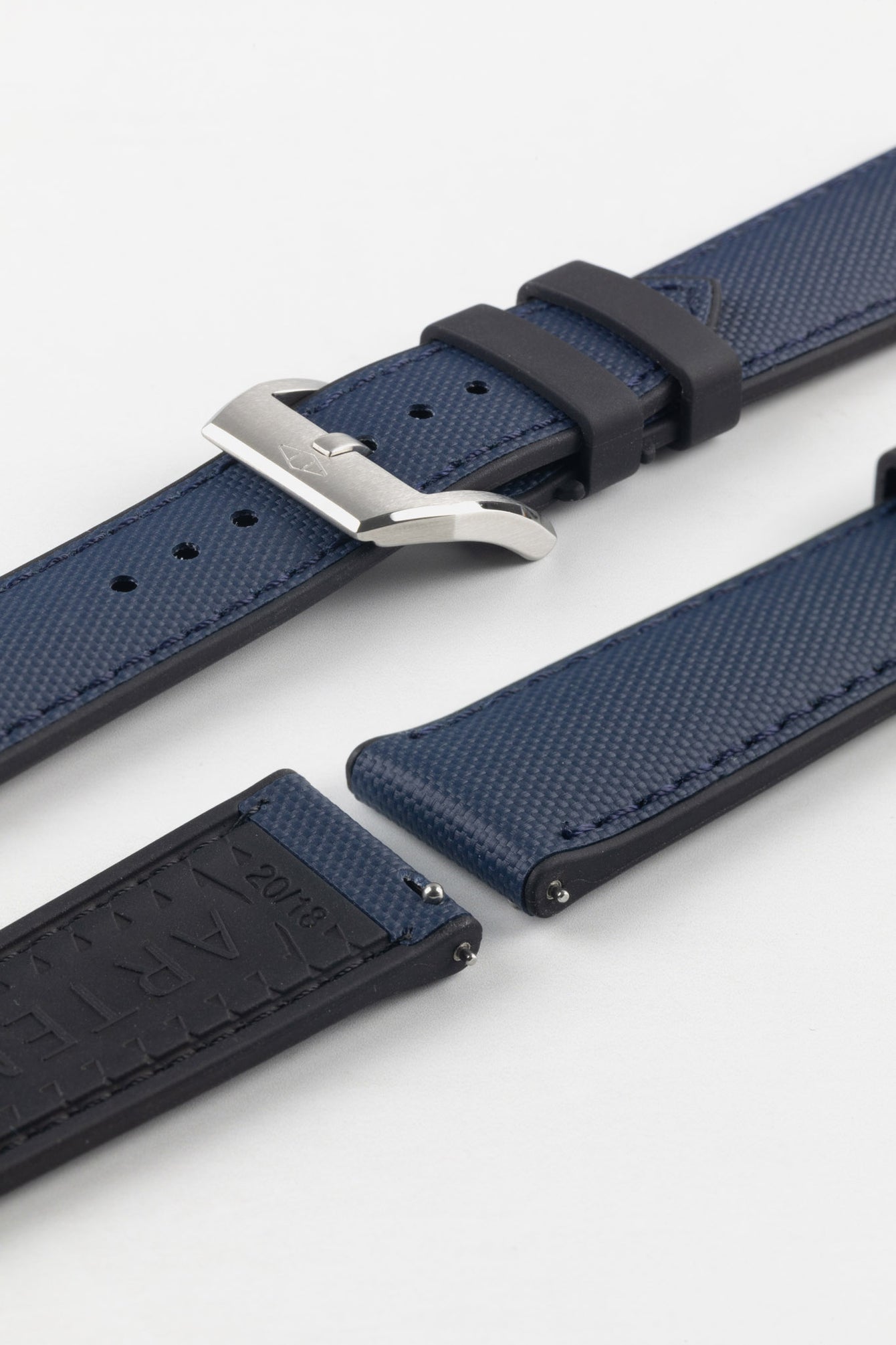 Artem Straps HydroFlex™ Navy Hybrid FKM Rubber Watch Strap with Navy Stitching