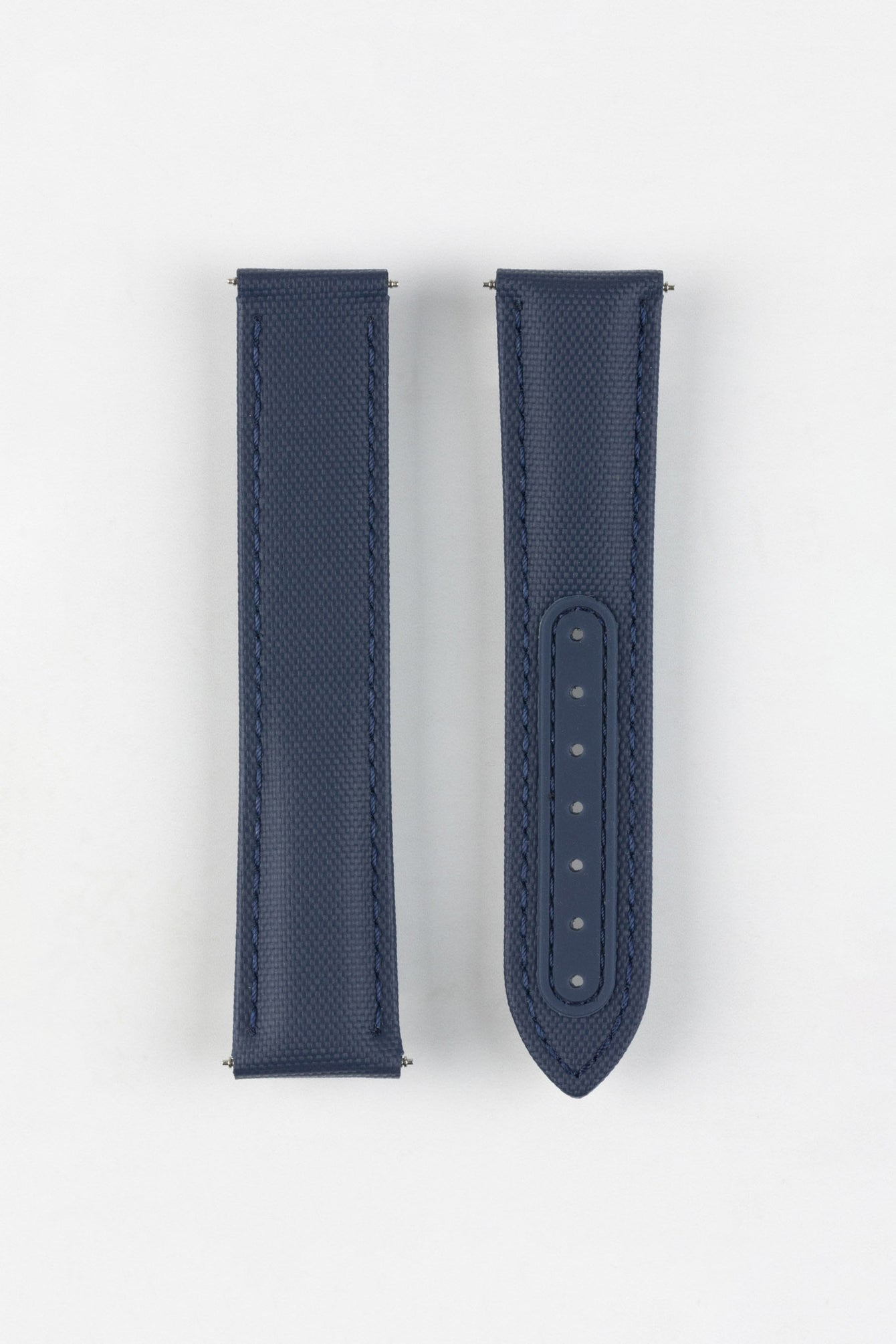 Artem Straps Loop-less™ Navy Blue Sailcloth Watch Strap with Blue Stitching