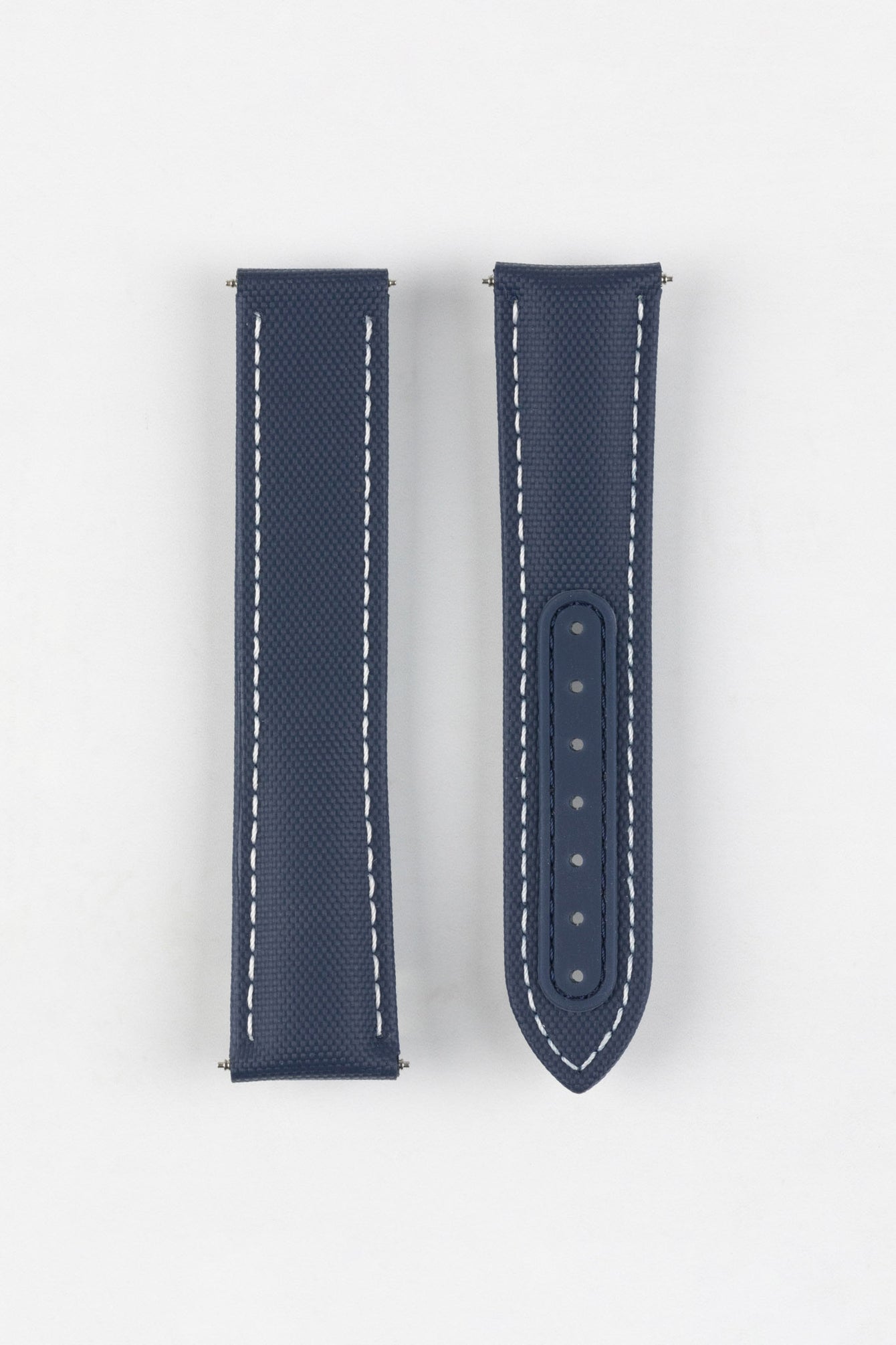 Artem Straps Loop-less™ Navy Blue Sailcloth Watch Strap with White Stitching