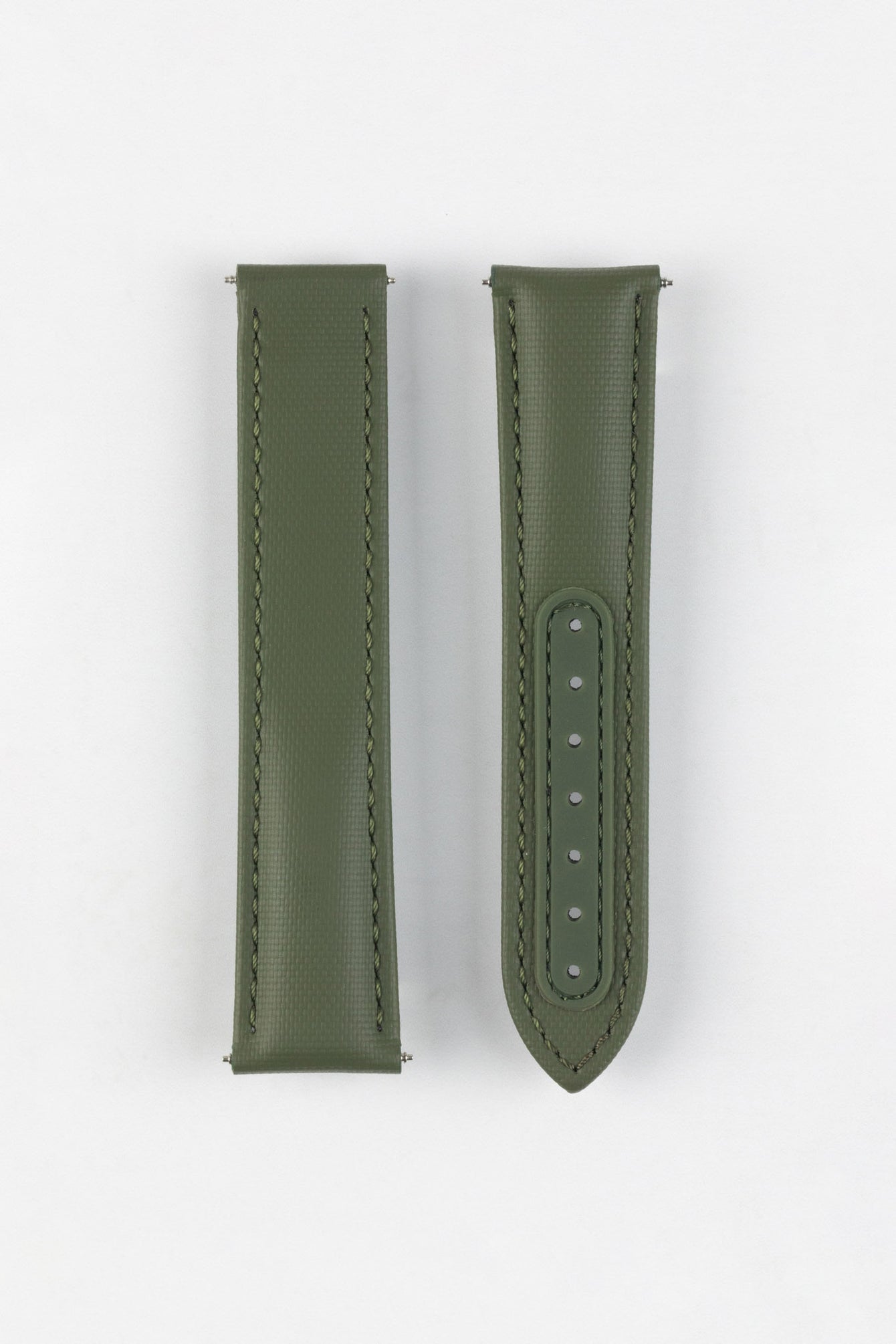 Artem Straps Loop-less™ Green Sailcloth Watch Strap with Green Stitching