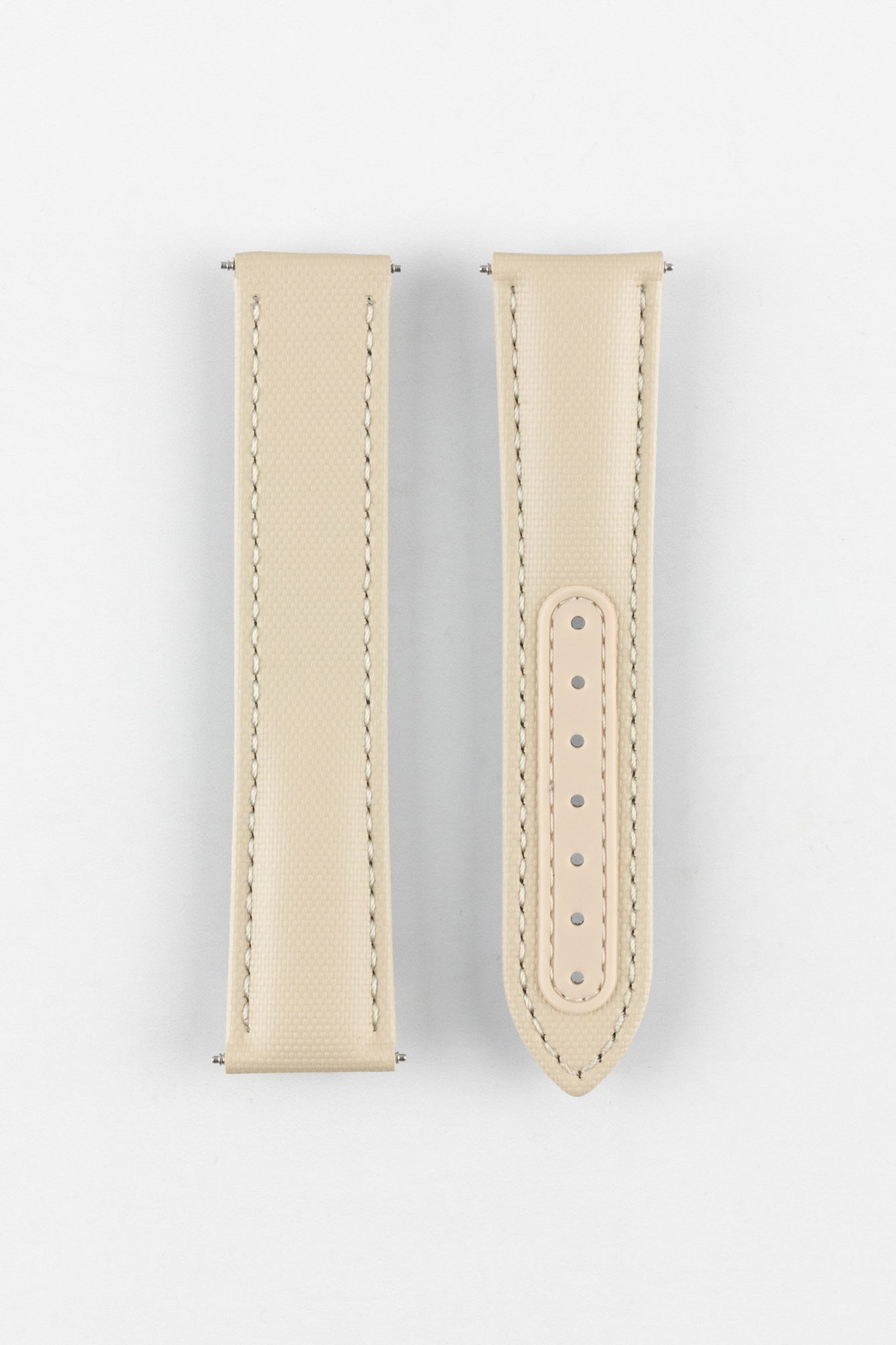 Artem Straps Loop-less™ Beige Sailcloth Watch Strap with White Stitching