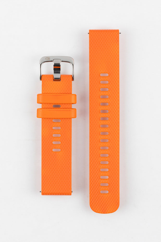 Bonetto Cinturini 330 Wide-Tang Parallel Rubber Watch Strap in ORANGE