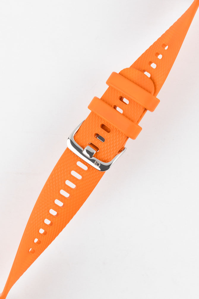 Bonetto Cinturini 330 Wide-Tang Parallel Rubber Watch Strap in ORANGE