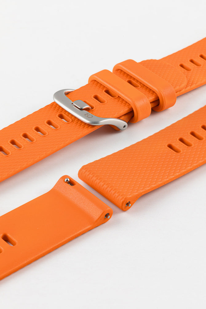 Bonetto Cinturini 330 Wide-Tang Parallel Rubber Watch Strap in ORANGE