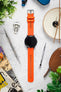 Bonetto Cinturini 330 Wide-Tang Parallel Rubber Watch Strap in ORANGE