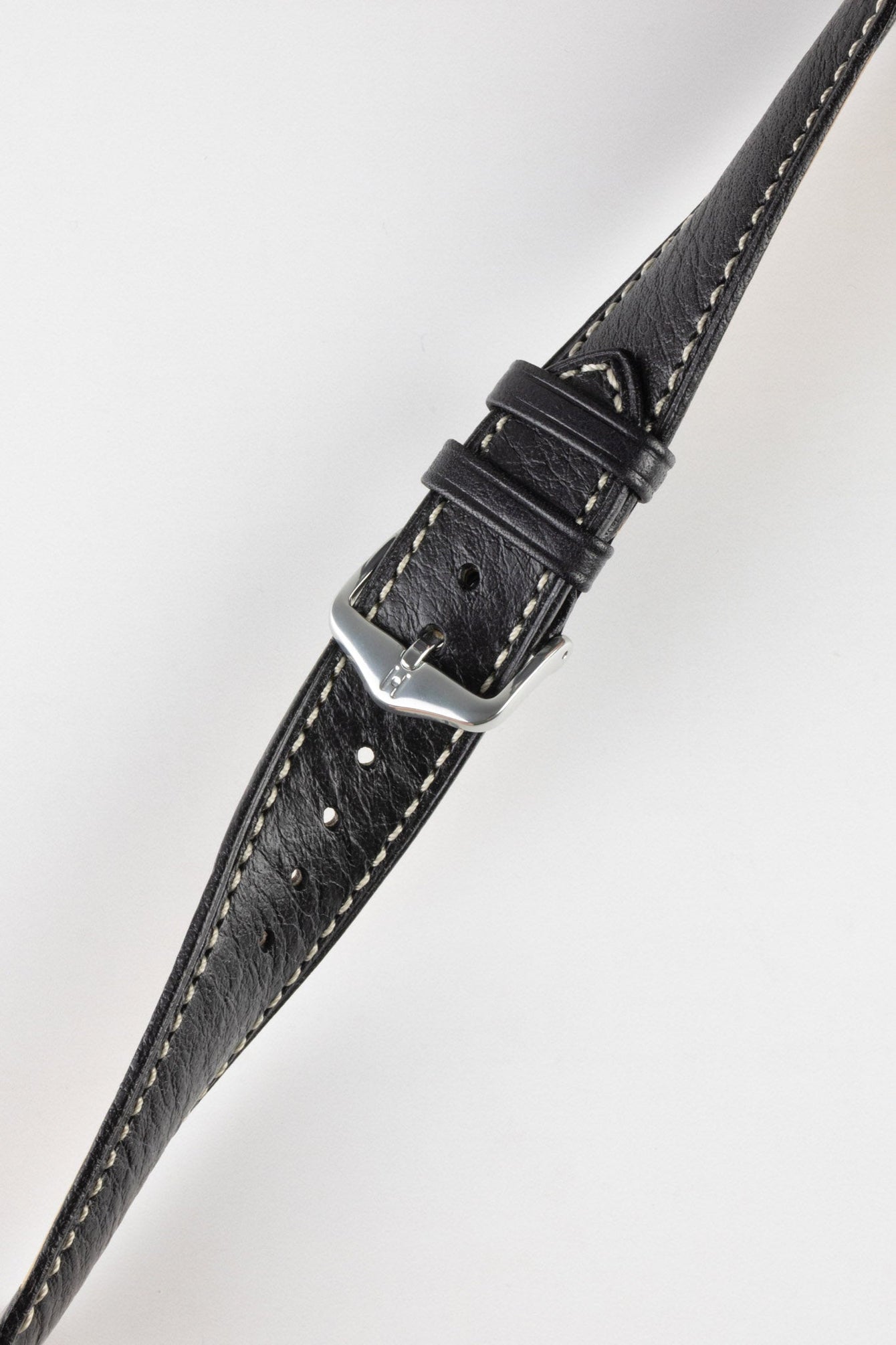 Hirsch BOSTON Quick-Release Buffalo Calfskin Leather Watch Strap in BLACK