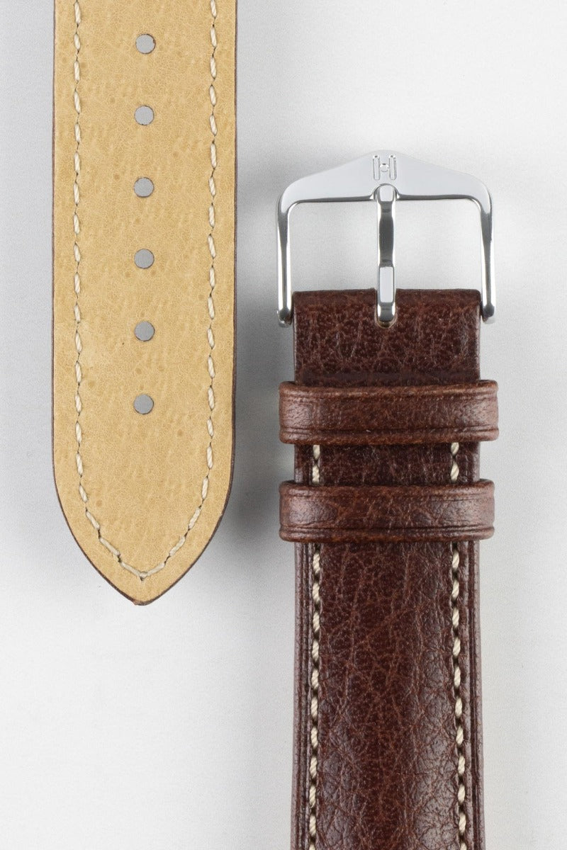 Hirsch BOSTON Quick-Release Buffalo Calfskin Leather Watch Strap in BROWN