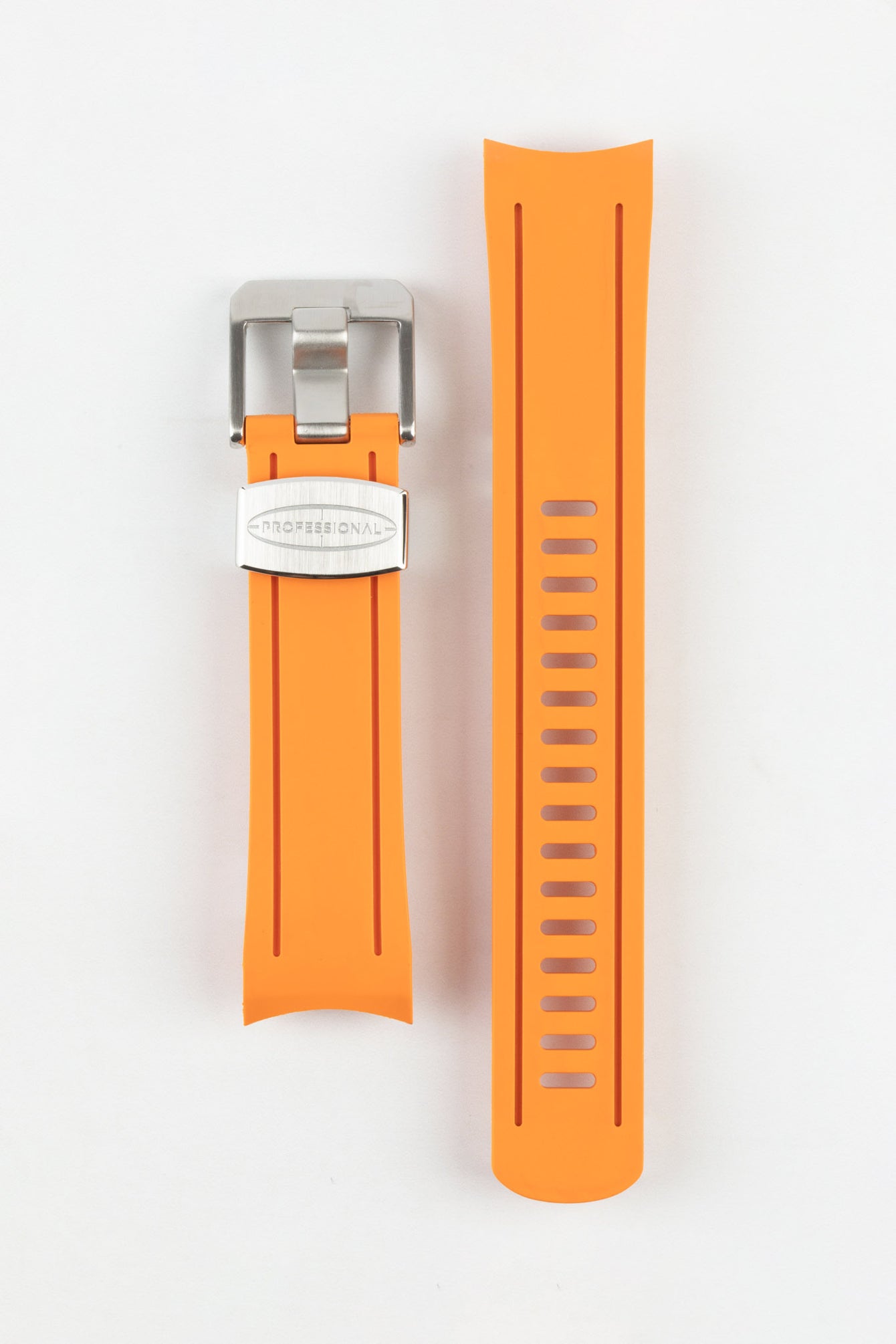 CRAFTER BLUE CB05 Rubber Watch Strap for Seiko SKX Series – ORANGE with Steel Keeper