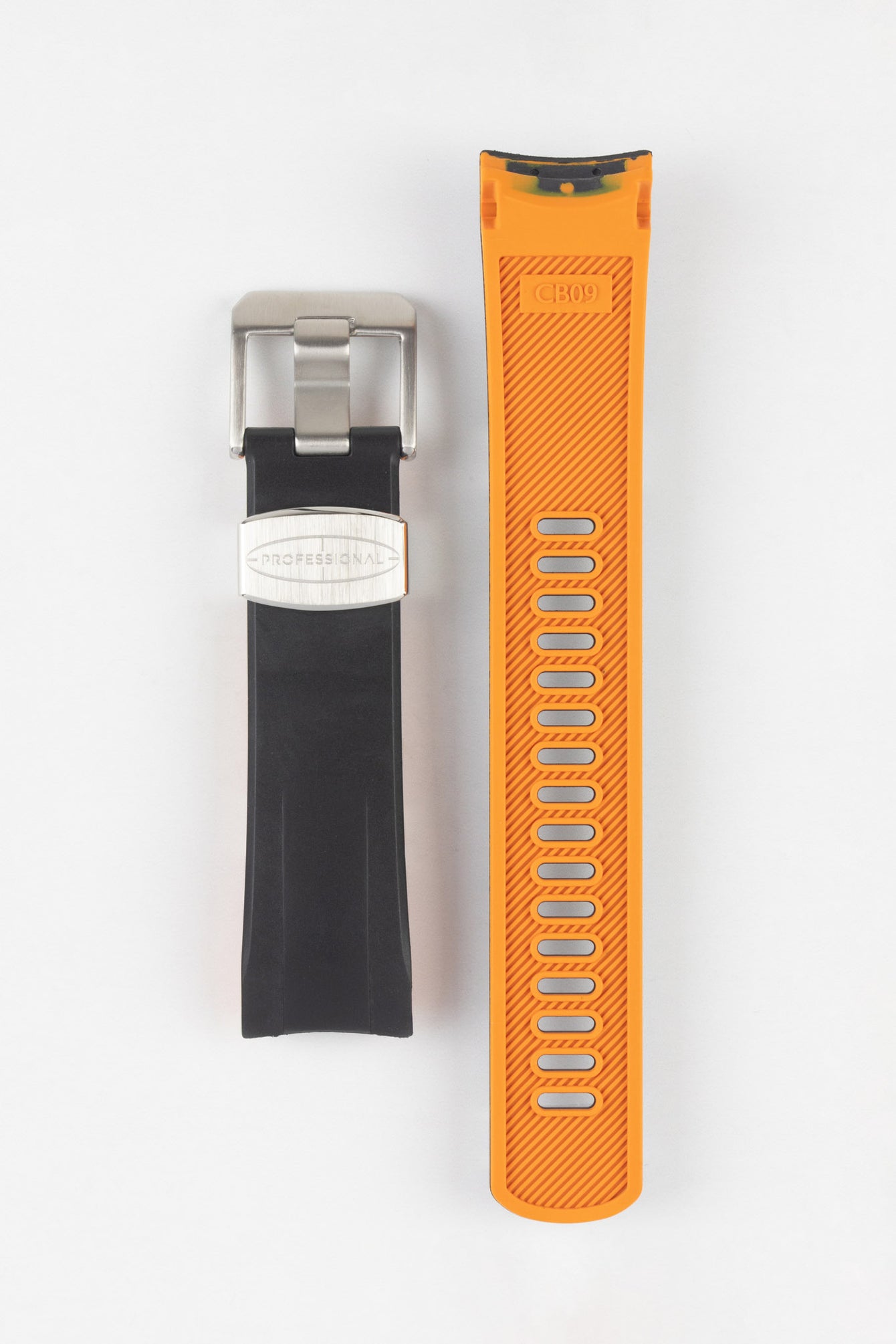 CRAFTER BLUE CB09 Rubber Watch Strap for Seiko "New" Samurai Series – BLACK & ORANGE