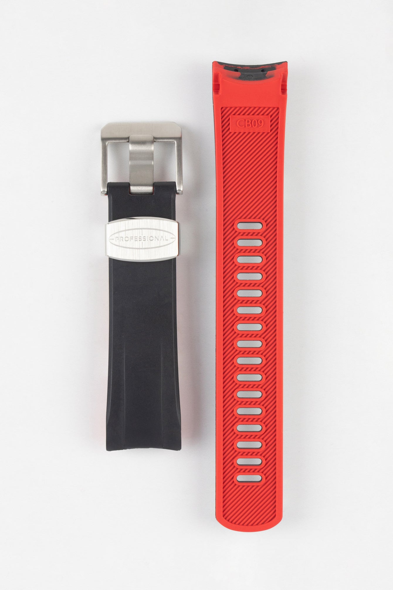 CRAFTER BLUE CB09 Rubber Watch Strap for Seiko "New" Samurai Series – BLACK & RED