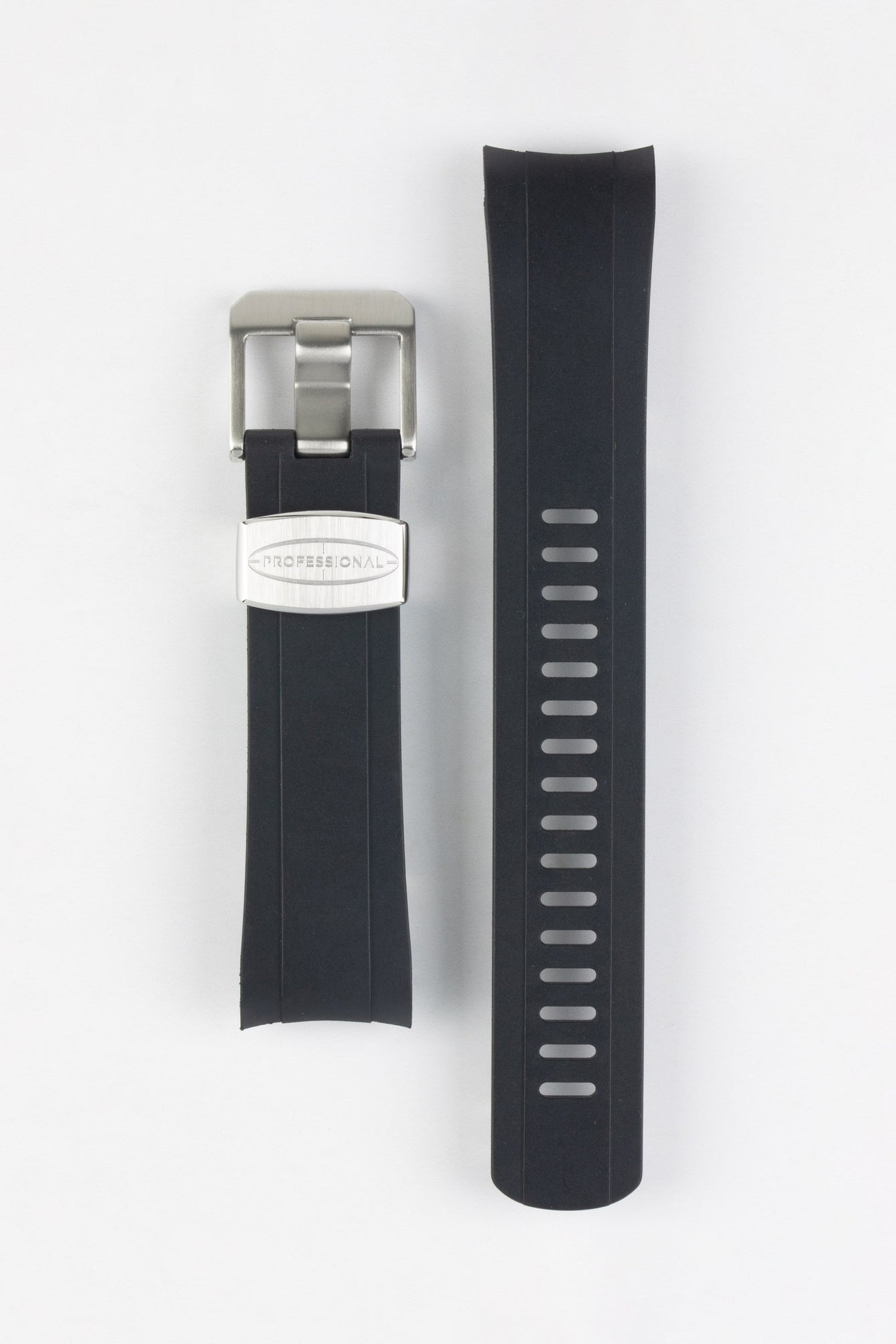 CRAFTER BLUE CB10 Rubber Watch Strap for Seiko 5 Sports Series – BLACK with Rubber & Steel Keepers