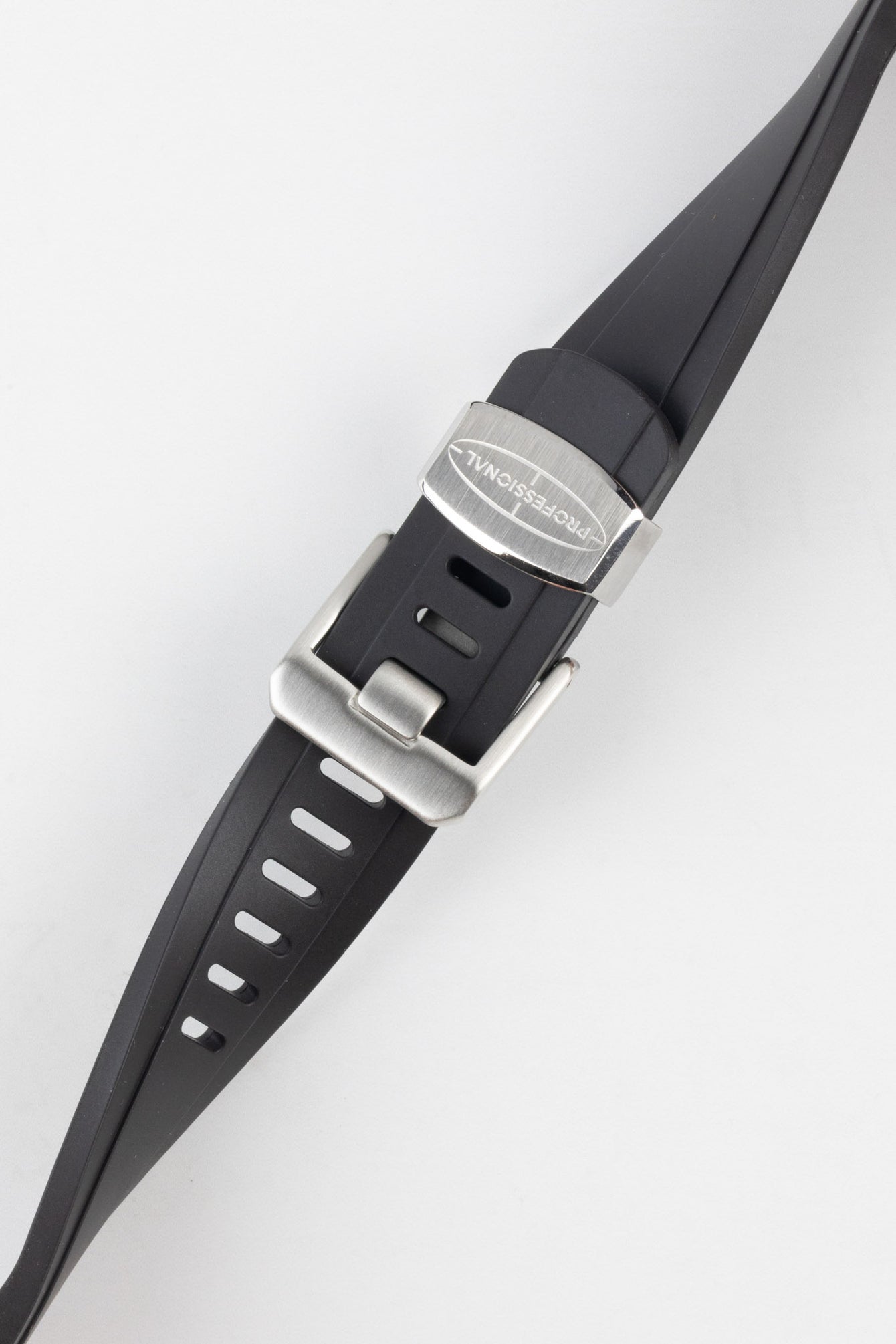 Image of Crafter Blue CB10-F FKM Rubber Watch Strap twisted to show its flexibility and durability