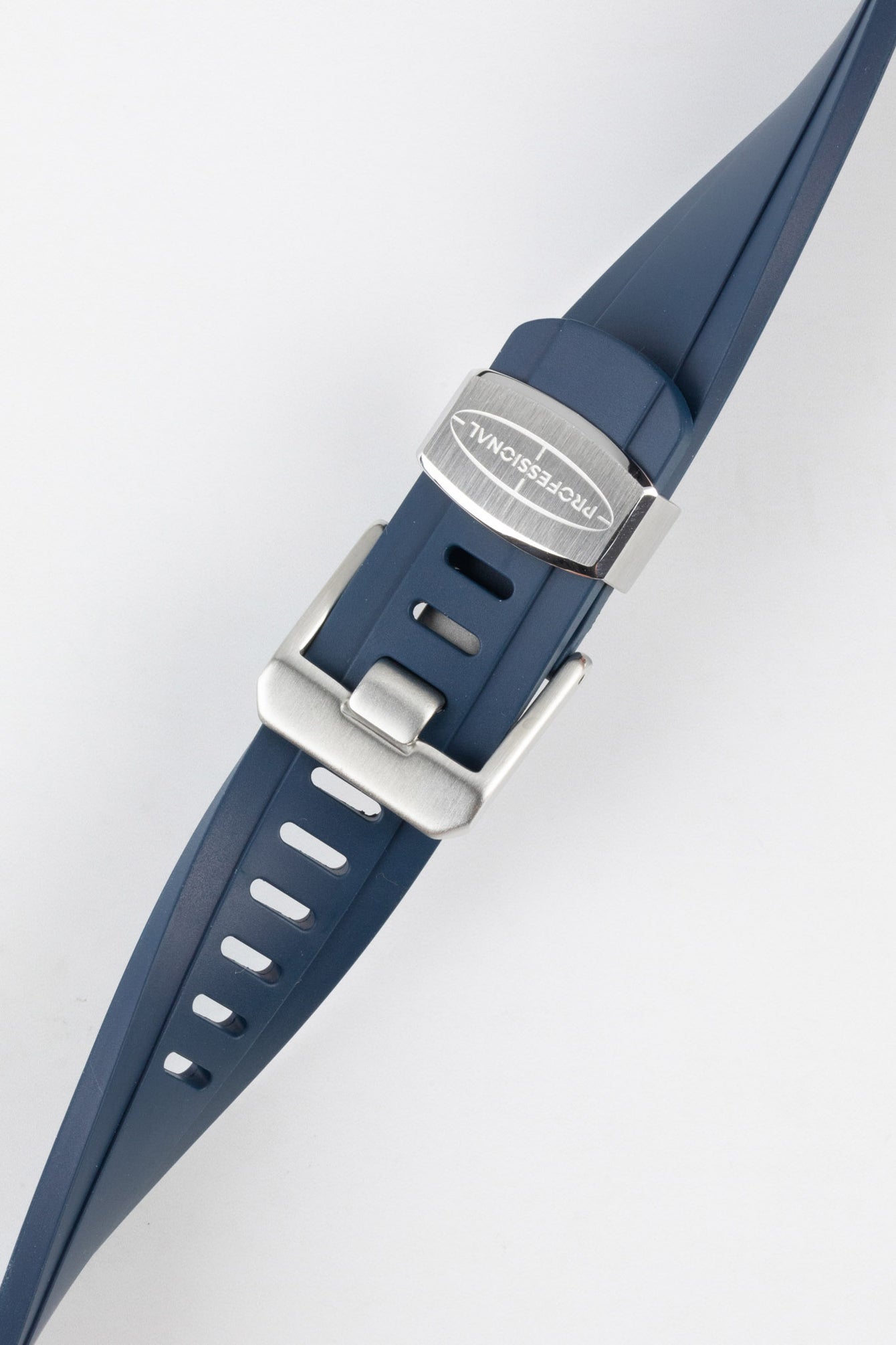 Image of Crafter Blue CB10-F FKM Rubber Watch Strap twisted to show its flexibility and durability