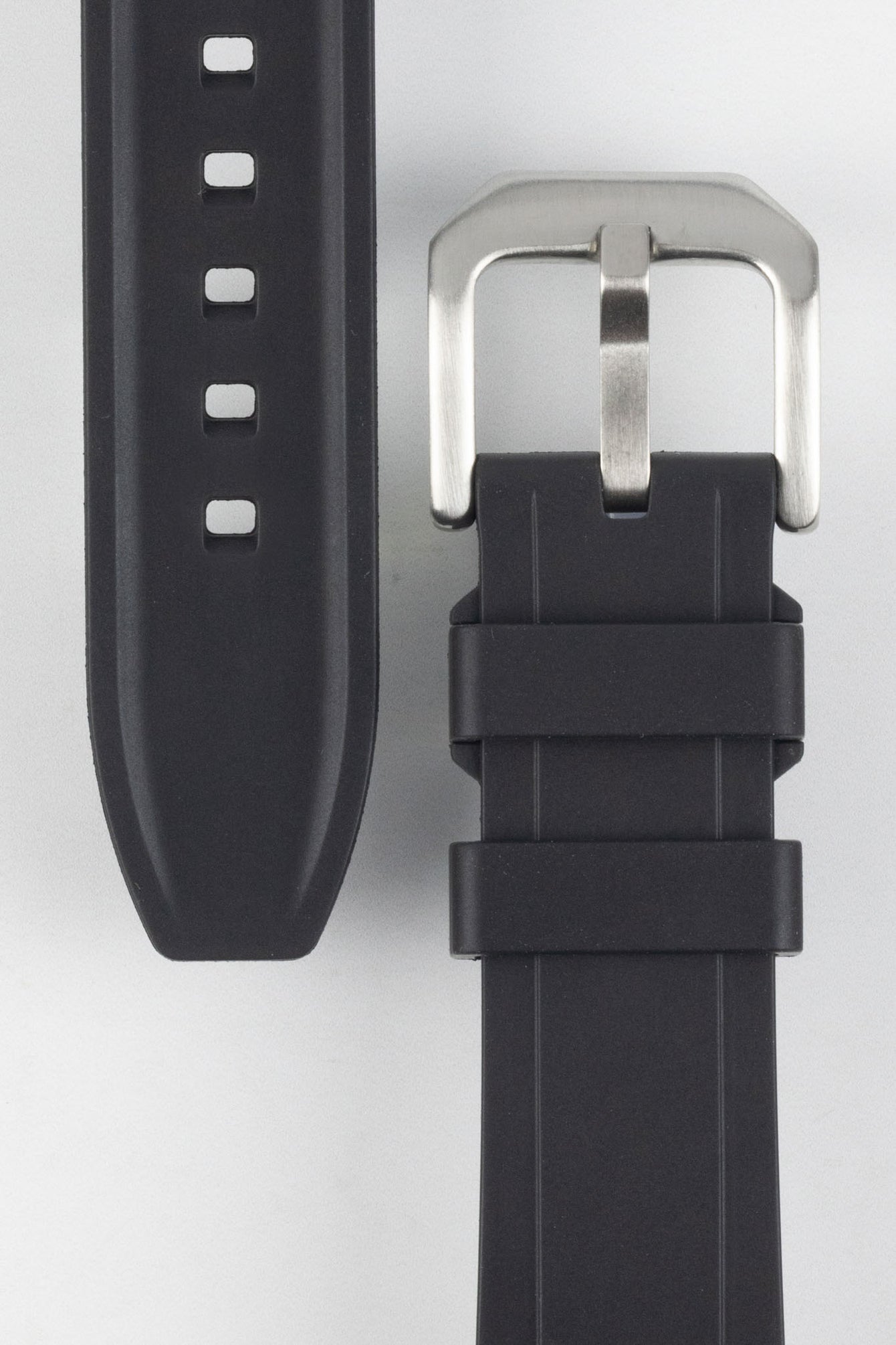 Close up of Crafter Blue UX03 Watch Strap with Brushed buckle showing the upper and underside