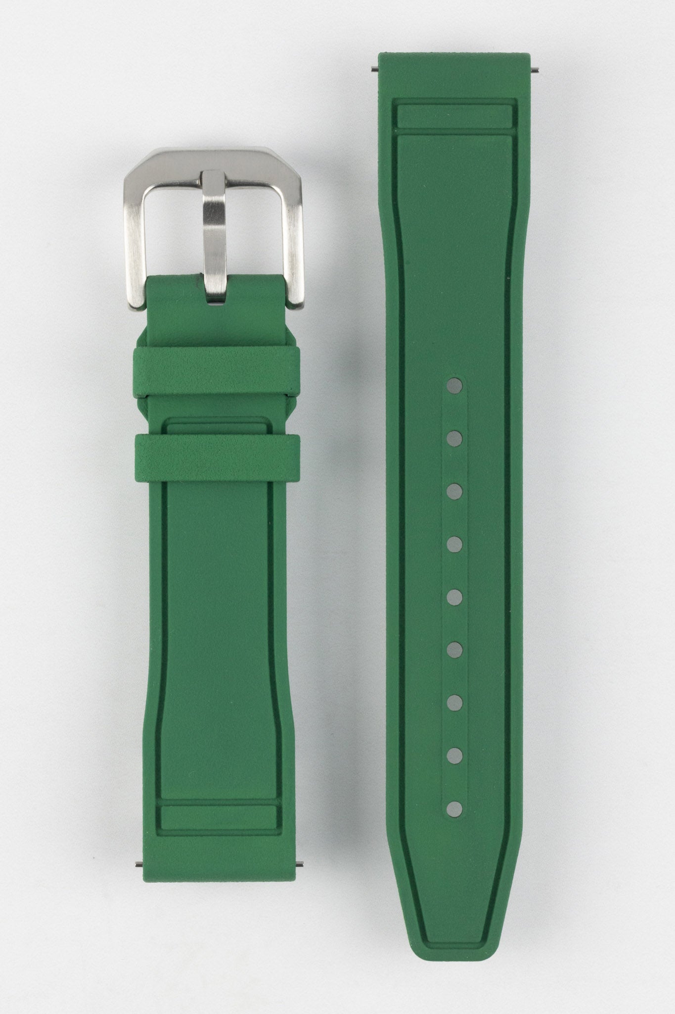 Green FKM Rubber Pilot Strap and buckle by Crafter Blue Watch