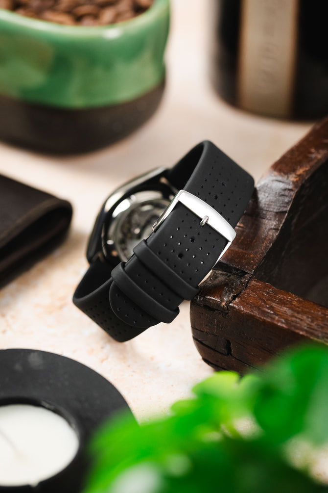 Di-Modell DESIGN Waterproof Sport Leather Watch Strap in BLACK