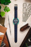 Di-Modell IMPERATOR Waterproof Alligator-Embossed Calfskin Watch Strap in NAVY BLUE