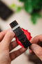 Di-Modell RALLYE Waterproof Sport Leather Watch Strap in BLACK / RED