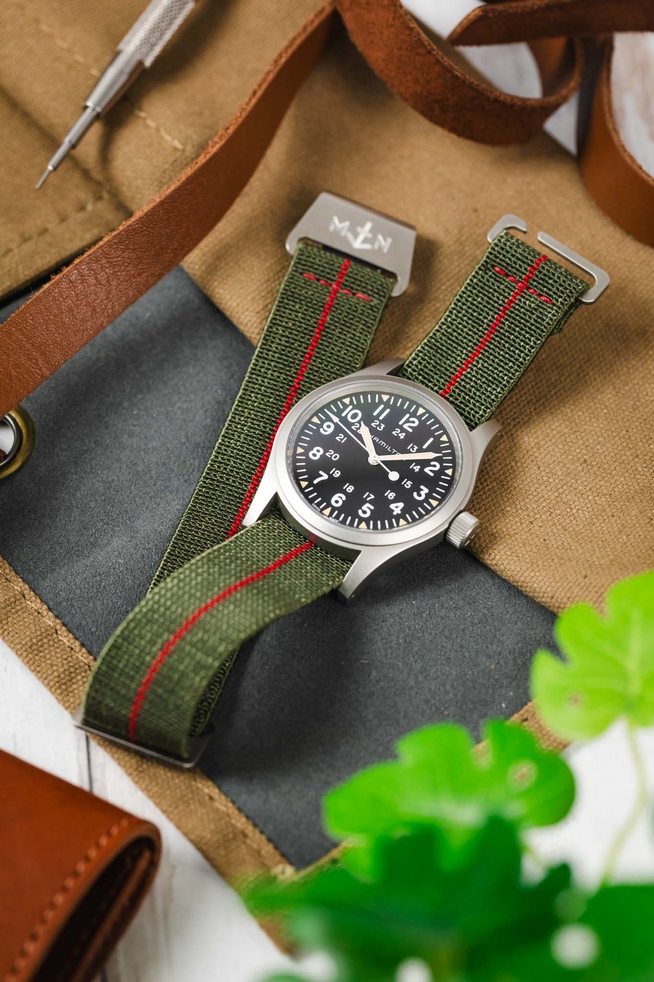 Erika's Originals ORIGINAL MN™ Strap with RED Centerline - BRUSHED Hardware