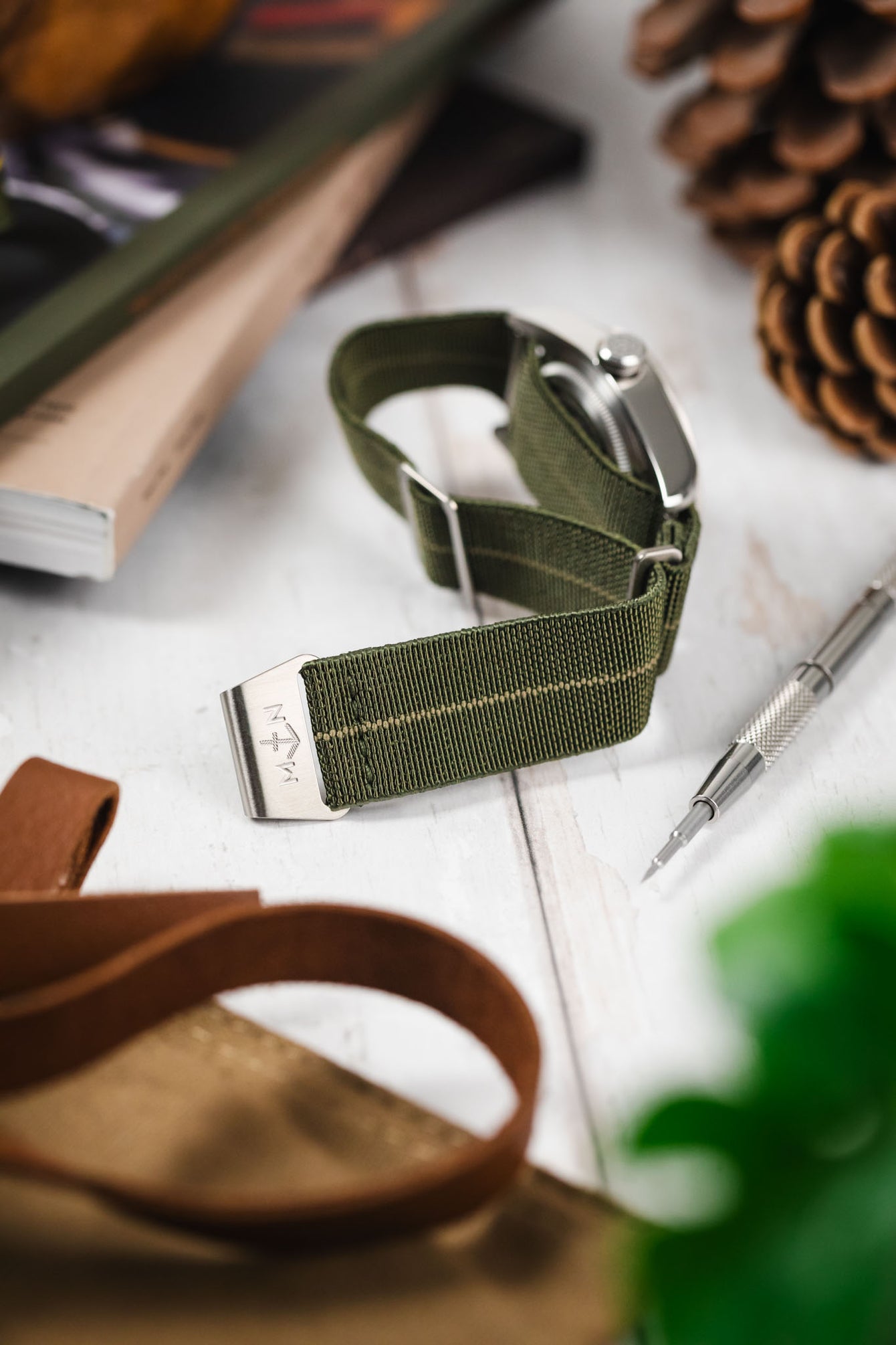 Erika's Originals ORIGINAL MN™ Strap in TWO-TONE GREEN - BRUSHED Hardware