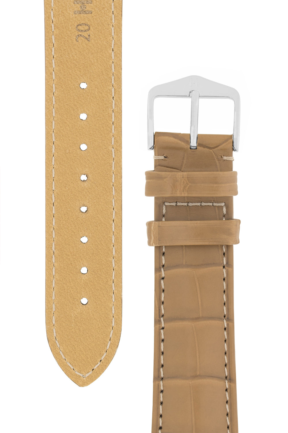 Hirsch EARL Genuine Alligator Watch Strap in BEIGE