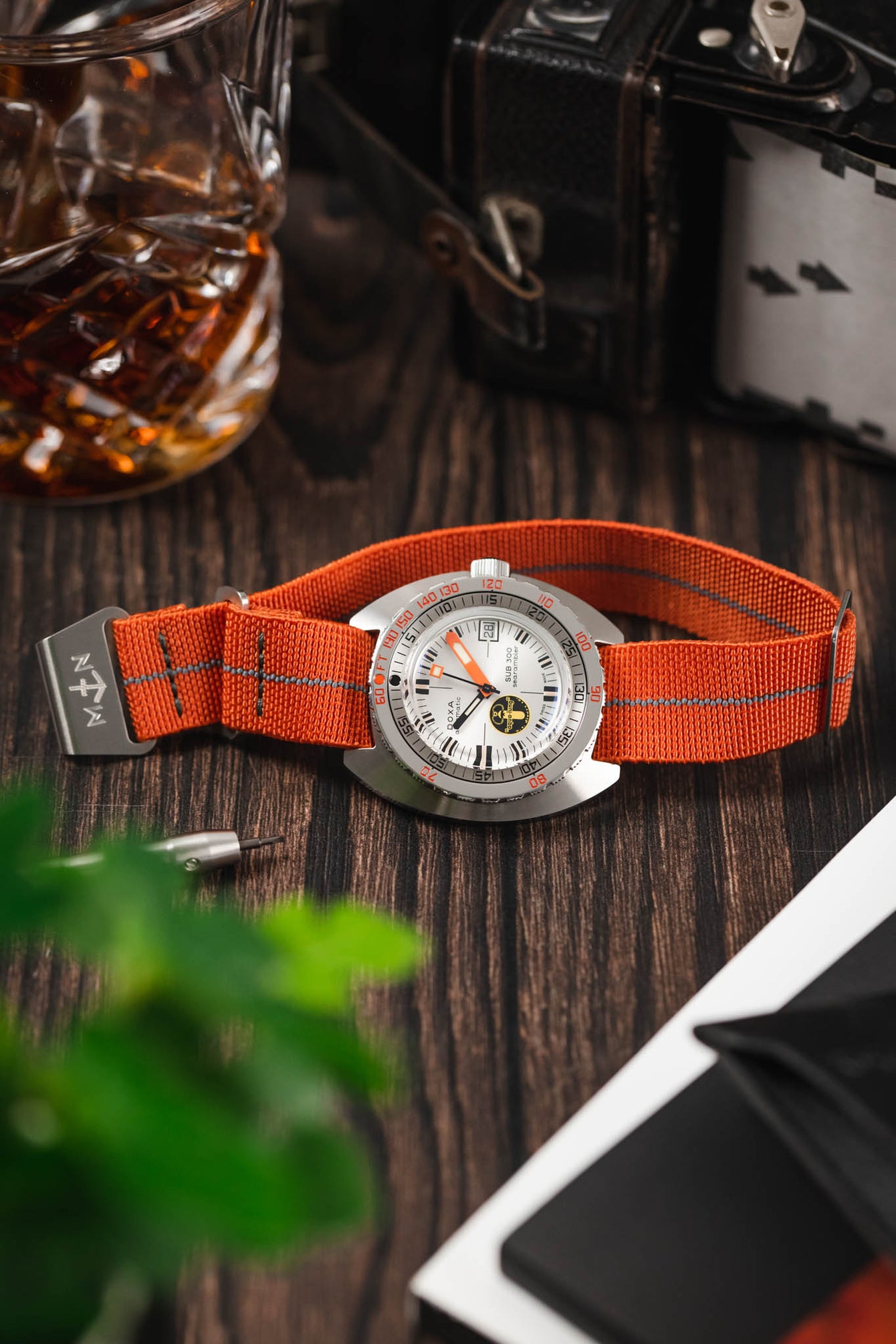 Erika's Originals ORANGE MN™ Strap with DARK GREY Centerline - BRUSHED Hardware