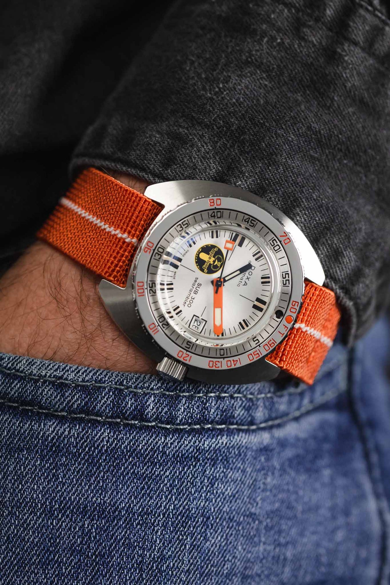 Erika's Originals ORANGE MN™ Strap with LUMED Centerline - BRUSHED Hardware